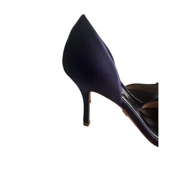 BADGLEY MISCHKA Salsa Royal Purple Plum Satin Heels Size 8 - Picture 4 of 10